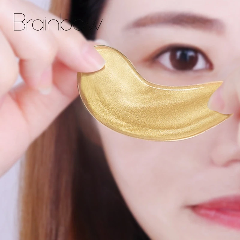 

Brainbow 5 Pairs Gold Crystal Collagen Eye Mask Anti Aging/Dark Circles/Puffiness Moisturizing Eye Masks Colageno Gel Eye Pads