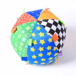 Радуга Цвет сенсорными погремушка мяч игрушки мягкие кольцо Белл Бал Ранние развивающие игрушки для новорожденных тканевый мячик подарок
