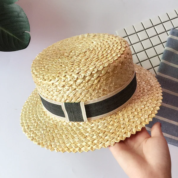 

axi-flat summer holiday Hand-made Pineapple weave Color ribbon fedoras cap men women leisure handmade straw paper hat