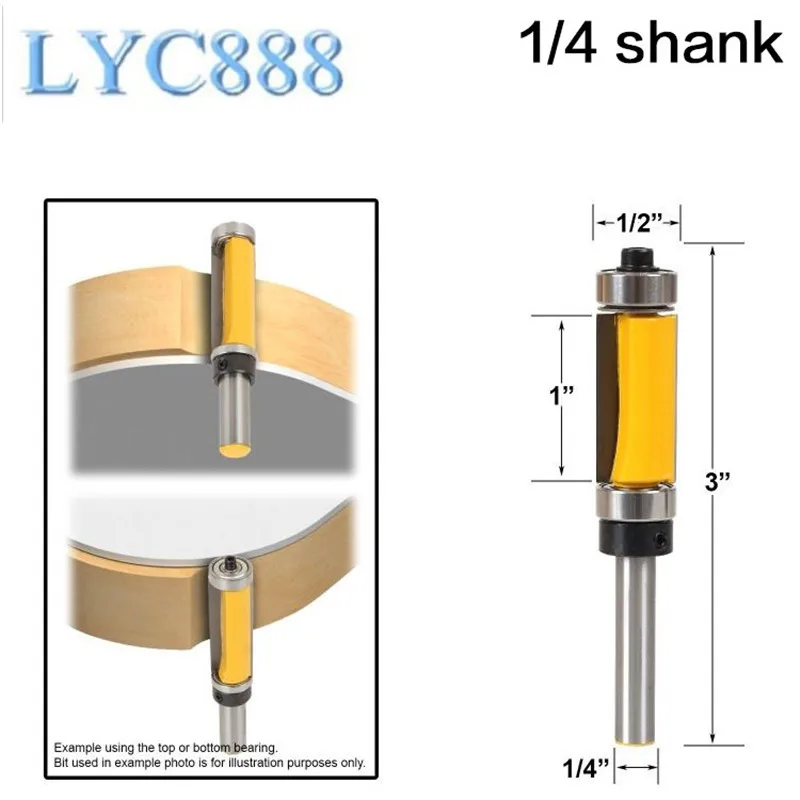 

1Pc 6.35mm Shank Top & Bottom Bearing Flush Trim Router Bit 1/4 Inch Shank Woodworking Tool Woodworking Router Bits