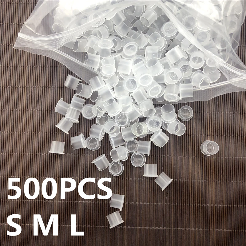 

500PCS White Ink Cup Holder Small Middle Large Size Plastic Tattoo Inkcups Cap Pigment Clear Holder Disposable Accessories