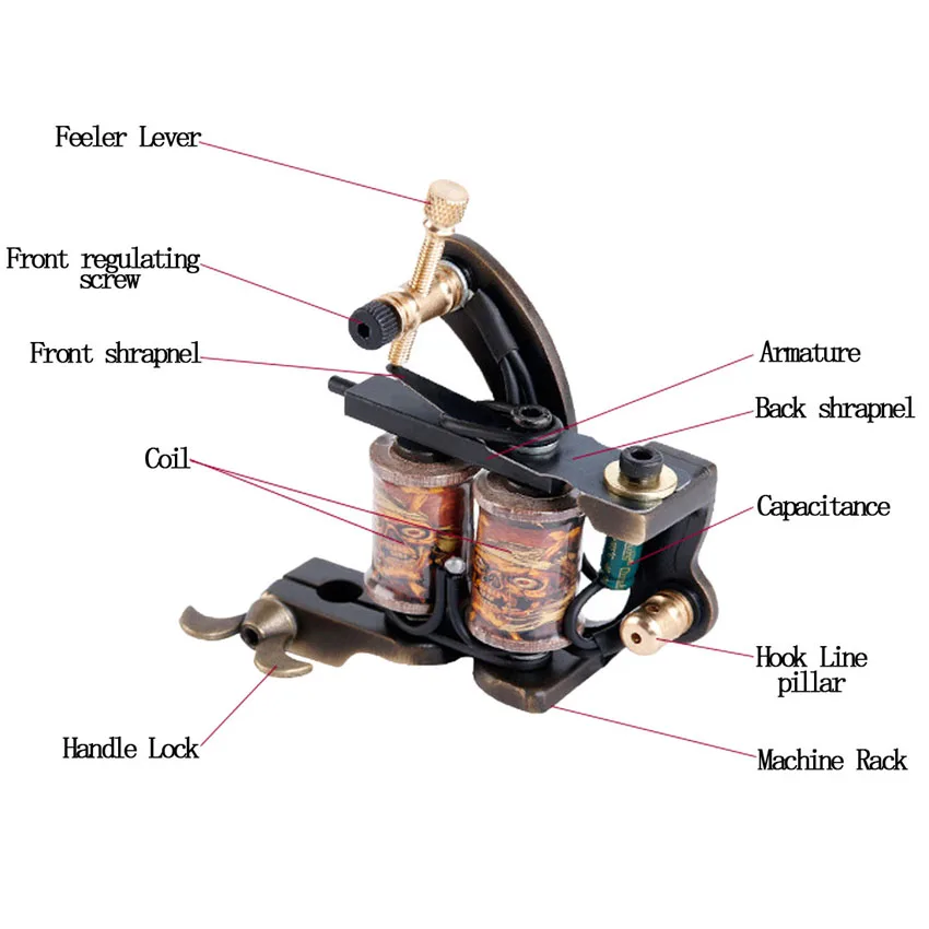 Татуировка пистолет роторная машинка для татуировки мотор 10 Обертывания Катушки лайнер и шейдер боди-арт тату для источника питания машина ручка татуировки поставка