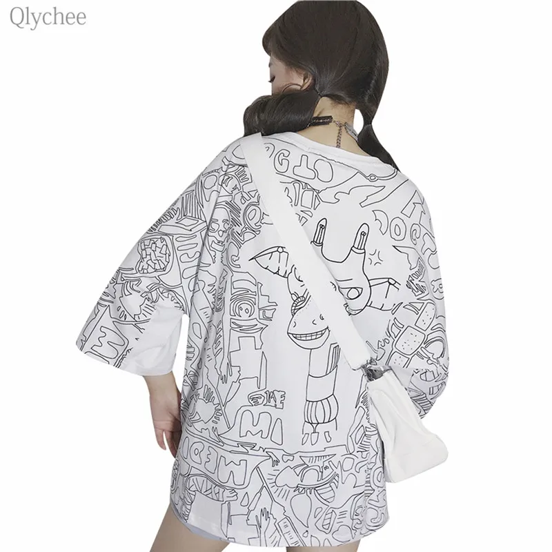 Qlychee граффити Жираф футболка Женская три четверти рукав O средства ухода за кожей