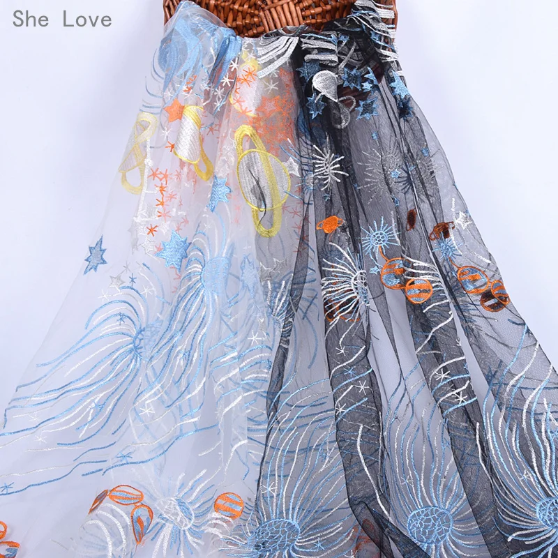 

She Love 1 Yard Star Embroidery Lace Fabric For Wedding Bridal Dress Embroidered DIY Craft