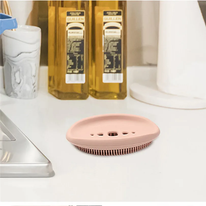 Multi-functional household storage soap Flexible Bathroom Silicone Soap Dish Storage Holder Soapbox Plate Tray Box (11)