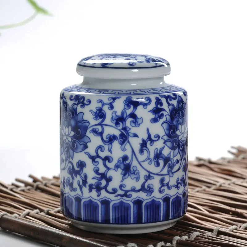 Free Shipping Blue And White Sets Ceramic Tea Caddy Ceramic Tea Box Tea