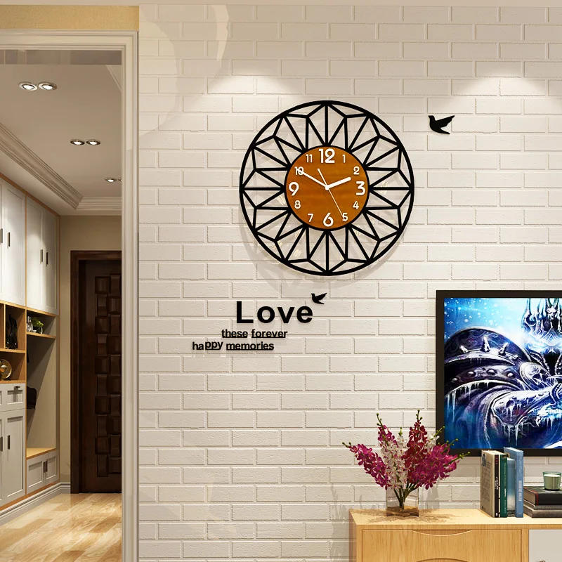 

New Creative Acrylic 3D Geometric Round Wall Clocks With Wall Stickers Slient Quartz Circle Wall Clock Modern Design Living Room