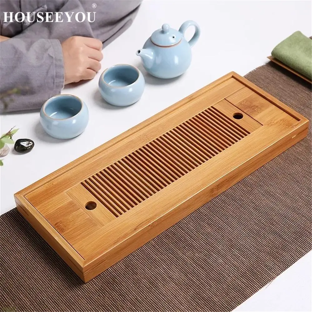

Bamboo Tea Trays Kung Fu Tea Accessories Tea Tray Table Board with Drain Rack 27x14x3cm Chinese Tea Serving Plate