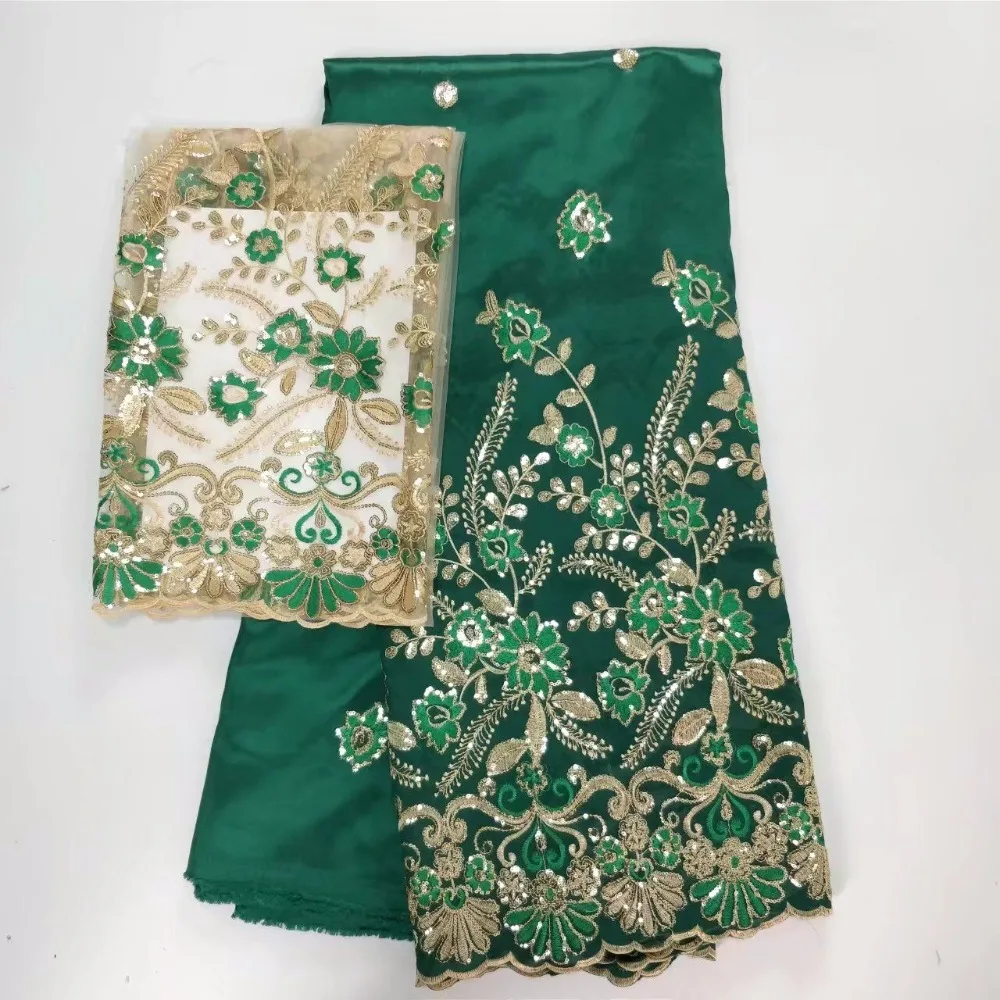 

African 5 yards george lace with 2 yards net lace fabric with sequins good quality george lace with blouse for dress