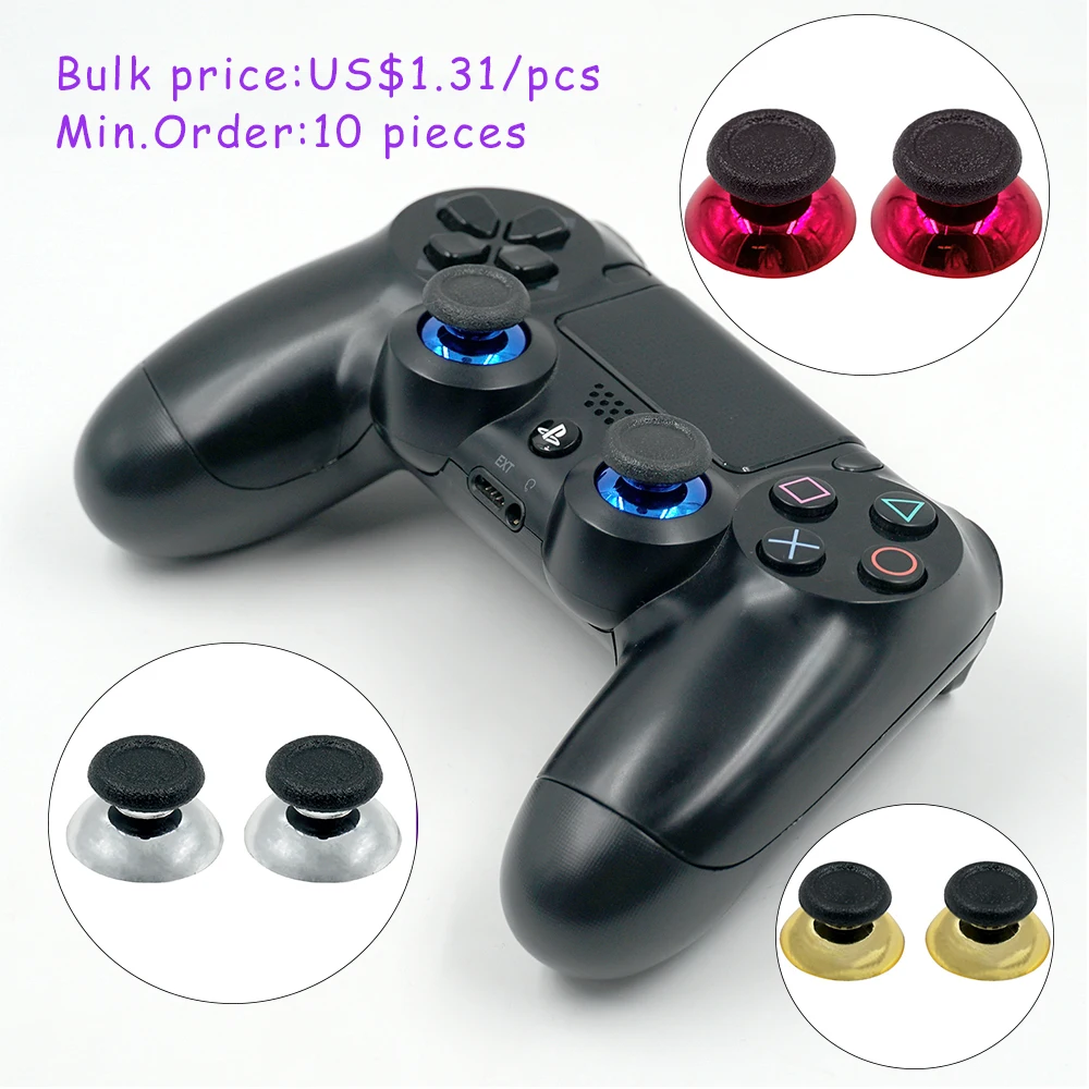 Хромированные аналоговые Thumbsticks с противоскользящей крышкой для PS4/PS4 Slim/PS4 Pro контроллер красный синий серебристый золотой