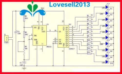 NE555+ CD4017 Обучающие наборы светодиодный модуль мигающий свет электронный набор LSD-10 3-4,5 в DIY для Arduino