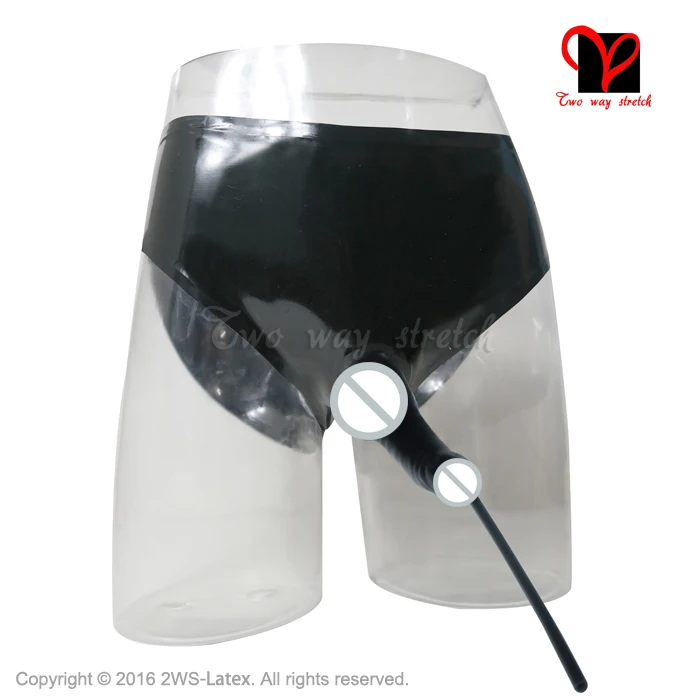 Sexy Latex underwear Penis Sheath piss tube Rubber briefs Condom panty pants cock Shorts tong bottom underpanty plus size KZ-093