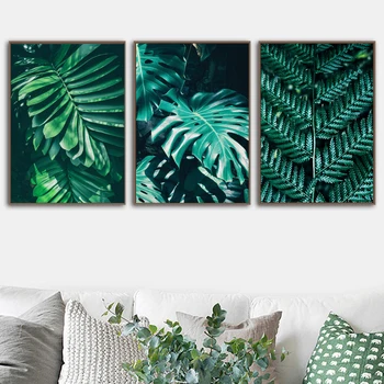 

Irontree Nature Green Monstera Fern Leaf Wall Art Canvas Painting Nordic Posters And Prints Wall Pictures For Living Room Decor