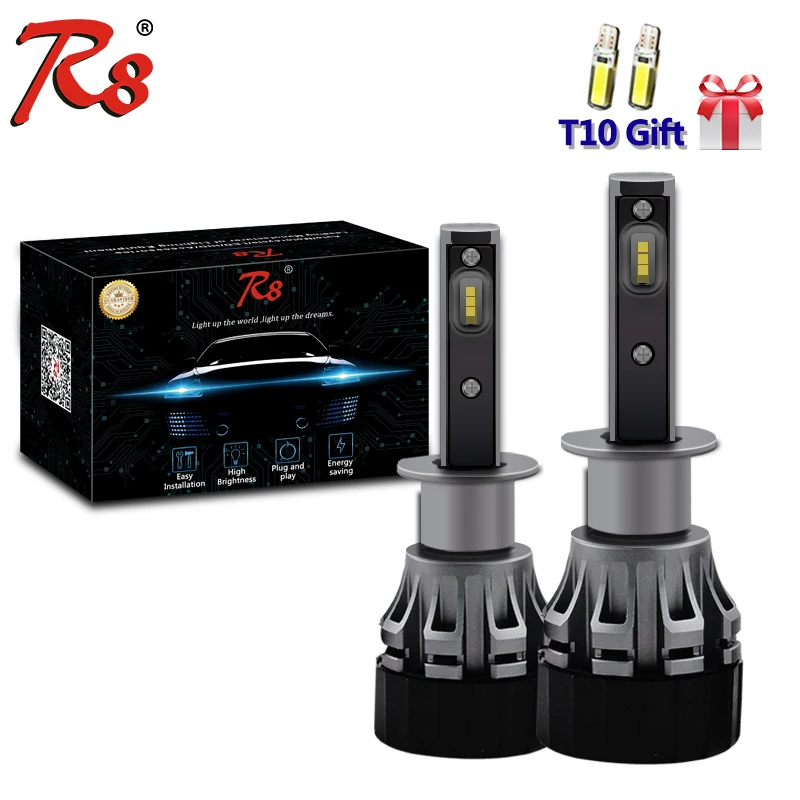 

R8 Car Headlight Mini H1 H3 H4 LED 50W 5800Lm H7 H11 H8 H9 9005 HB3 9006 Bulb Light 6500K CSP Chips LED Auto Lamp Car Headlamp