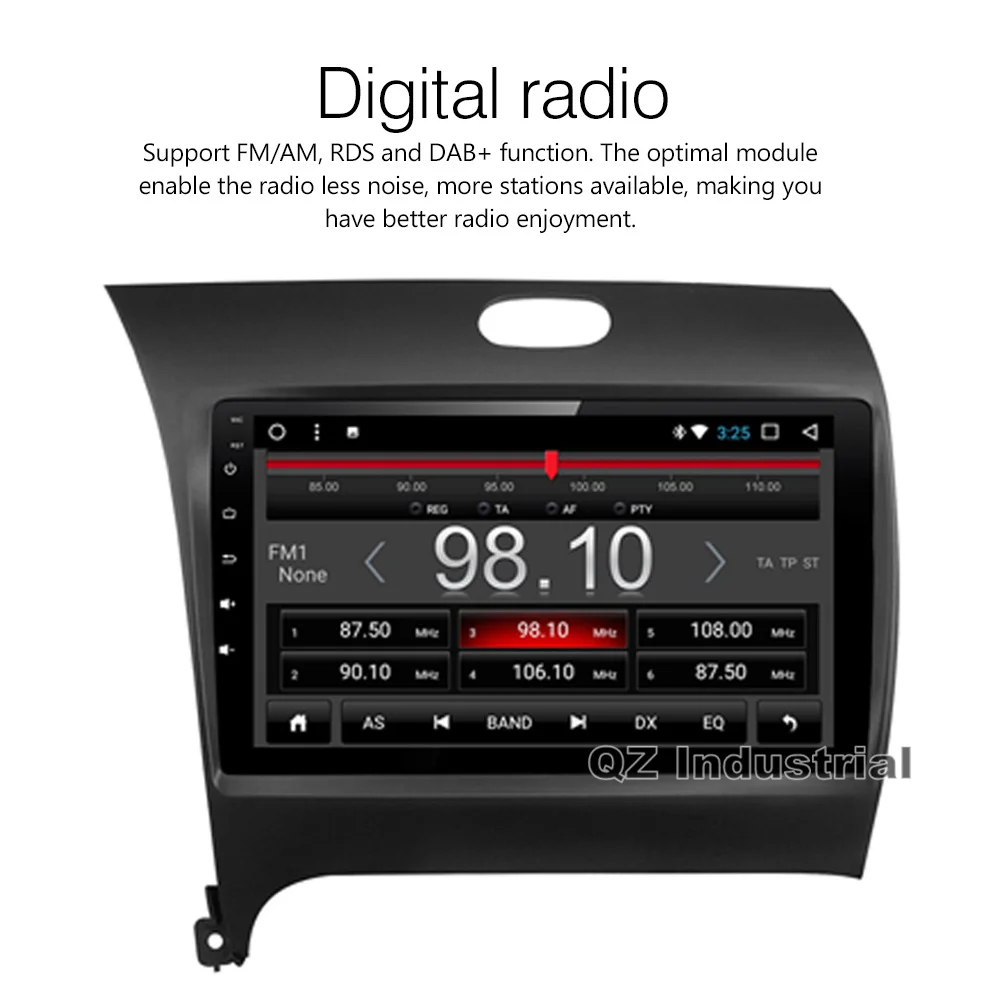 Top QZ industrial HD 9inch Android 8.1 T8 Car DVD player for Kia Forte Cerato K3 With 3G 4G WIFI Radio Bluetooth Navi RDS SWC Map 3