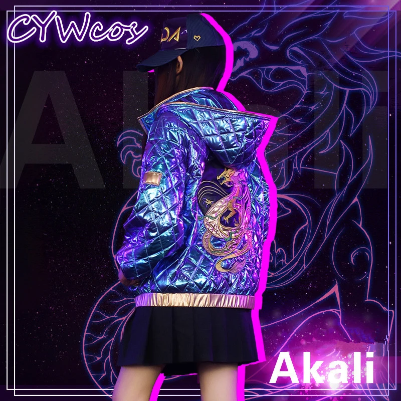 

Hot!! KDA Akali Girls Group LOL K/DA CP Daily Suits Cosplay Costume Akali Coat Hot POP Star Jacket