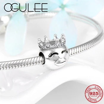 

Fairy tale 925 Sterling Silver CZ Crown Beautiful princess shape metal beads Fit Original Pandora Charm Bracelet Jewelry making