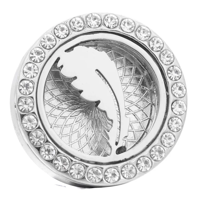 

Crystal Round Magnetic Leaf Charms Aromatherapy Diffuser Locket Snap Buttons Essential Oil Perfume 18mm DIY Snap Jewelry