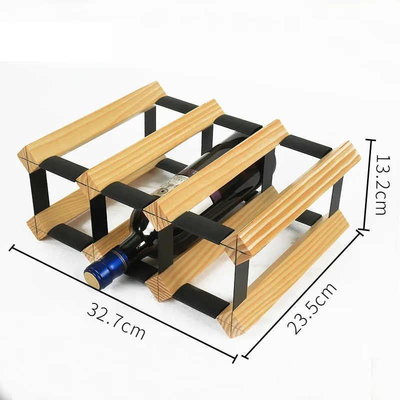 Household Texture Pine Wood Wine Rack Decoration Creative Wine Cabinet Restaurant Free Installation Bar Grape Holder Stand