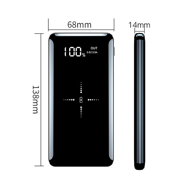 100% Newest 10000mah QI wireless Phone Charger Dual USB 2A Fast charger Power Bank Portable External Battery wireless Charging