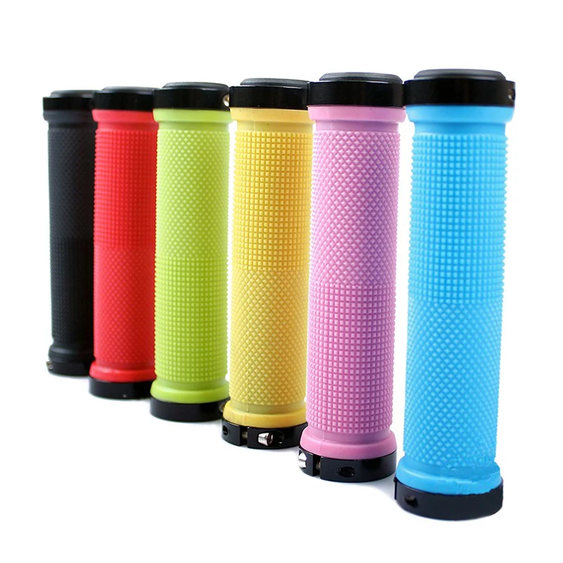 

1 Pair Bicycle Grips Anti-Skid Rubber Ergonomic Mountain Bike Handlebar Grips mtb Aluminum Alloy Both Ends lock on 5 Colors