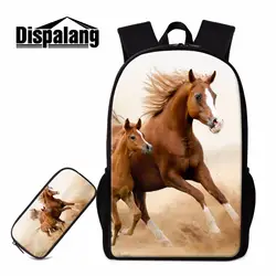 Dispalang лошадь печати школьные рюкзаки для обувь девочек подростков мальчиков Прохладный животных Bookbags милый легкий рюкзак