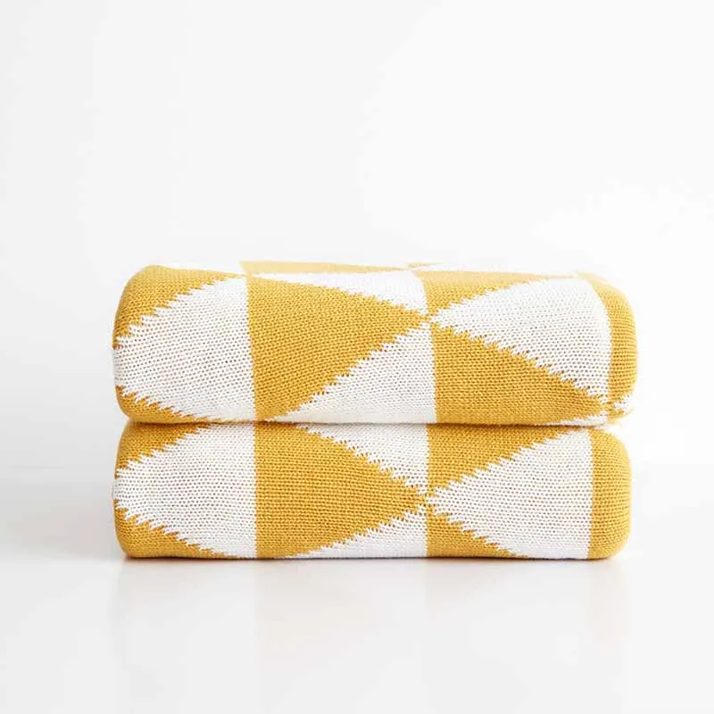 Тканое покрывало, желтое, серое, белое геометрическое покрывало для дивана, откидное покрывало для кровати, Фланелевое покрывало, 3 размера, вязаное одеяло - Цвет: yellow