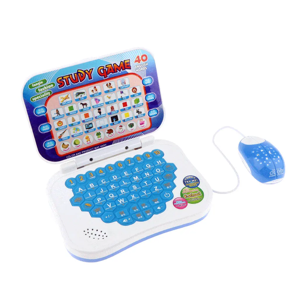 Kids Picture Animation Portable Computer Toy With Music Light Keyboard Mouse Toy 