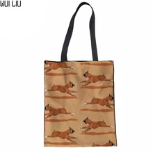 Женские парусиновые сумки для покупок Повседневная сумка Ecofriendly на плечо универсальный мешок летние пляжные шорты собака DIY разукрашиваемая сумка