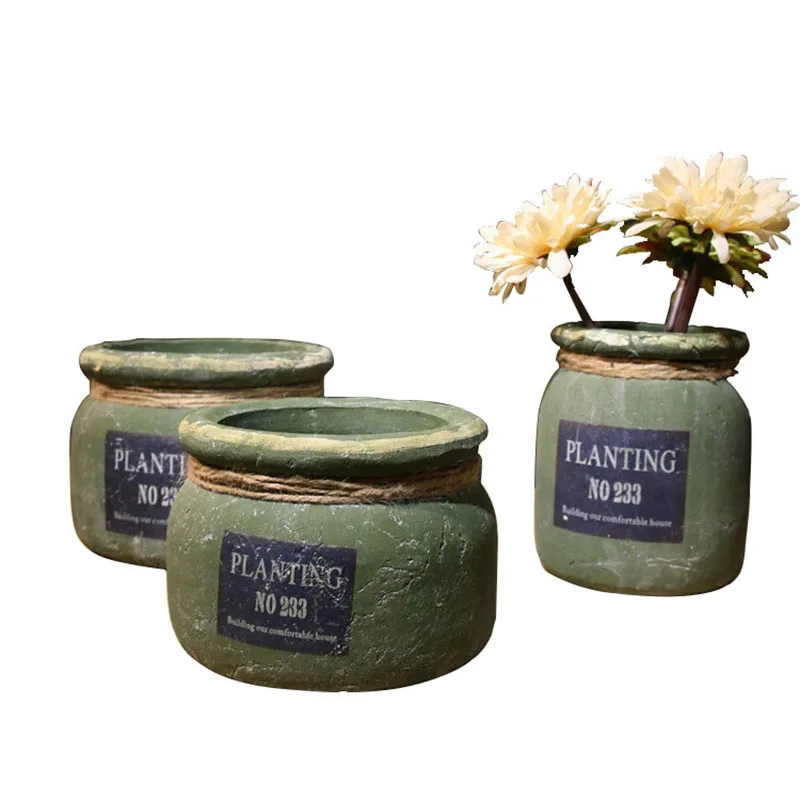 

New Year Decor Garden Vase Tabletop Flower Plant Seed Pot Vase For Decoration Cement Flower Pot Water Plant Vase For Decoration
