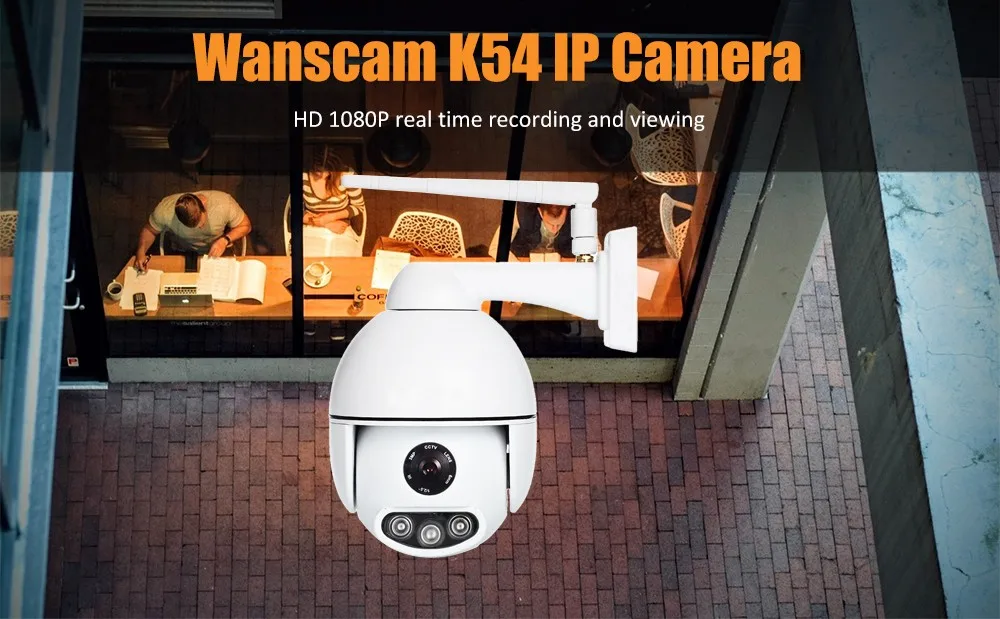 Wanscam K54 Wireless PTZ Dome IP Camera WiFi Outdoor 1080P 3X Zoom Security IR Night Vision