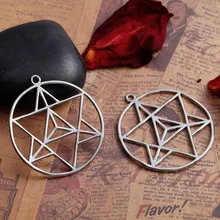 DoreenBeads Медный Серебряный тон Золотой Круглый Merkaba медитация Подвески полые DIY компоненты 39 мм(1 4/") x 36 мм(1 3/8"), 1 шт