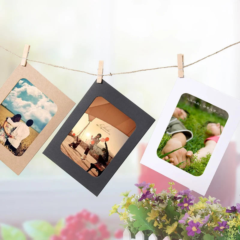 

10 Pcs Combination Paper Frame with Clips 3 Inch Wall Photo Frame DIY Craft Paper Hanging Picture Album Home Decoration