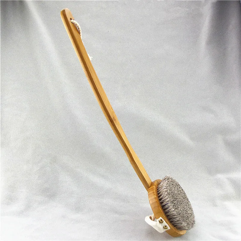 

Extra Long Curved Handle Bamboo Removable Detachable Giant Horse Bath Brush Bathing Back Horse Stable Home Cleaning Bath Brush