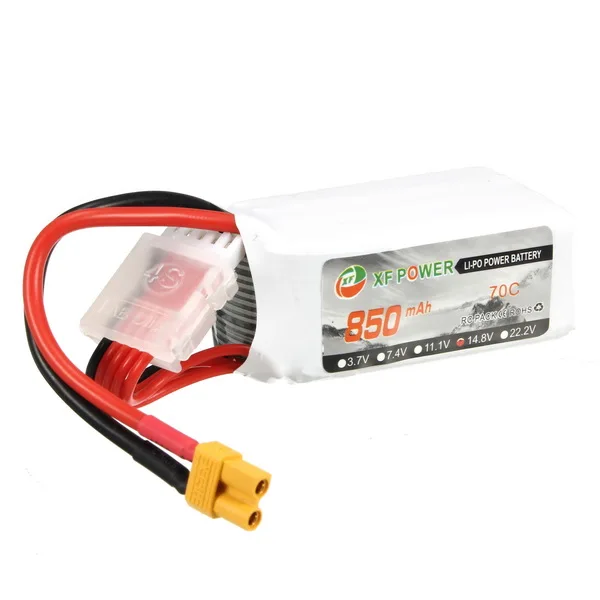 4 шт. XF Power 14,8 V 850mAh 4S 70C Lipo батарея XT30 Разъем для RC FPV гоночный Дрон Квадрокоптер