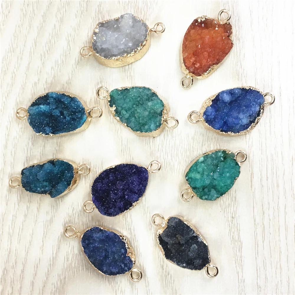 

Wholesale HOT!Natural Druzys Agates Pendants Charms,Stone Carnelian Connector 21x16mm,Mixed Sent At Random 6PCS High Quality