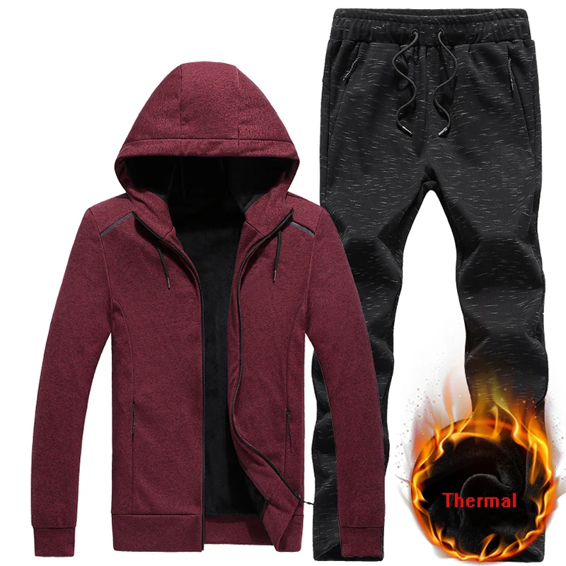 따뜻한 sportsuits 세트 남자 hoodies 정장 컬러 코 튼 양 털 패브릭 남자 tracksuit 7xl 8xl 스포츠 러닝 세트 체육관 스포츠 정장