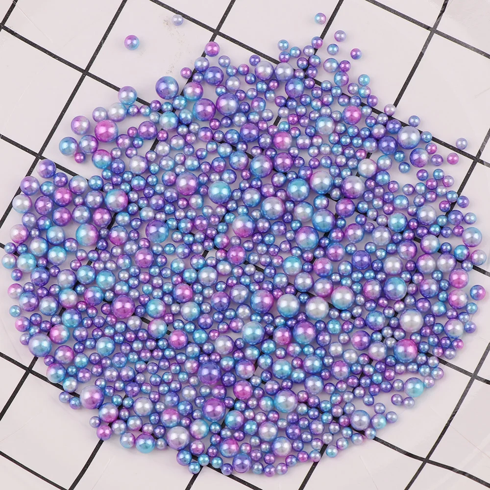 

5MM Nail Pearl ABS Circle Without Holes Gradient Color Perforated Multicolored Artificial Pearl Nail Art Rhinestones