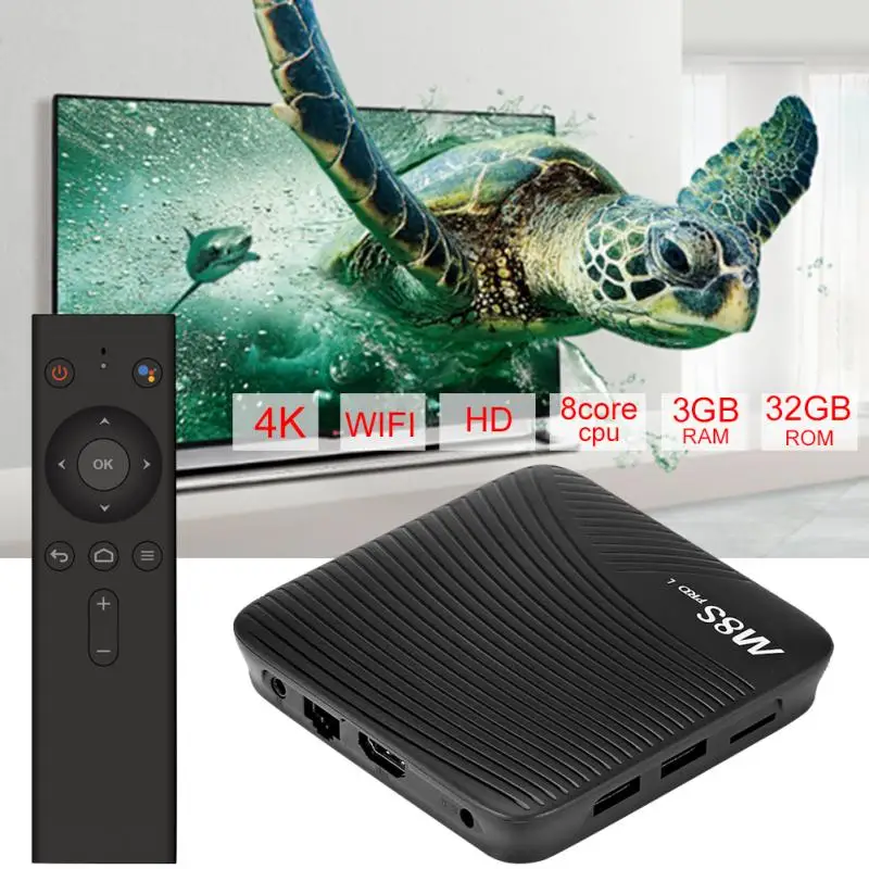

M8S PRO L Smart TV Box Android 7.1 Amlogic S912 3GB RAM 32GB ROM 5G Wifi BT4.1 Set-top Box with Voice Remote Control