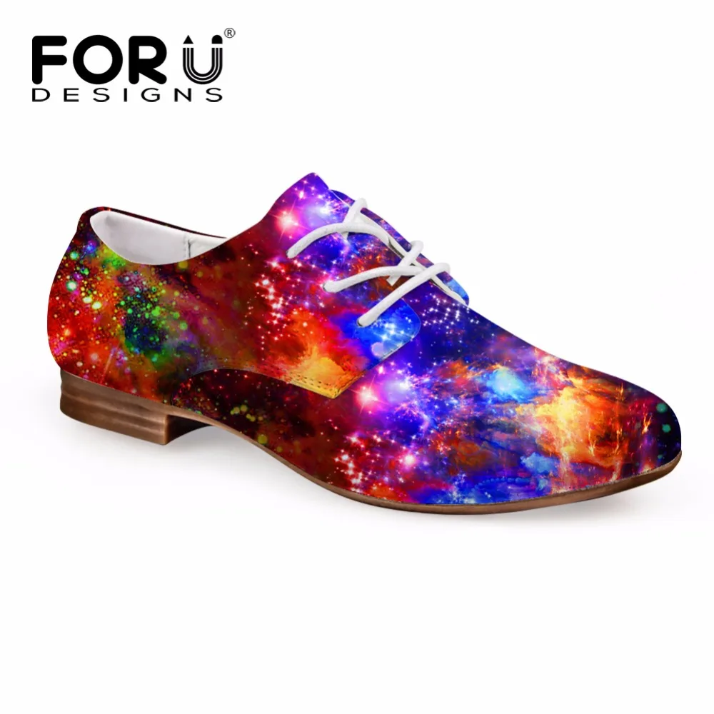 

FORUDESIGNS 2018 New Arrival Women Casual Flat Shoes Fashion Galaxy Leather Oxfords Shoes for Woman High Quality Female Flats