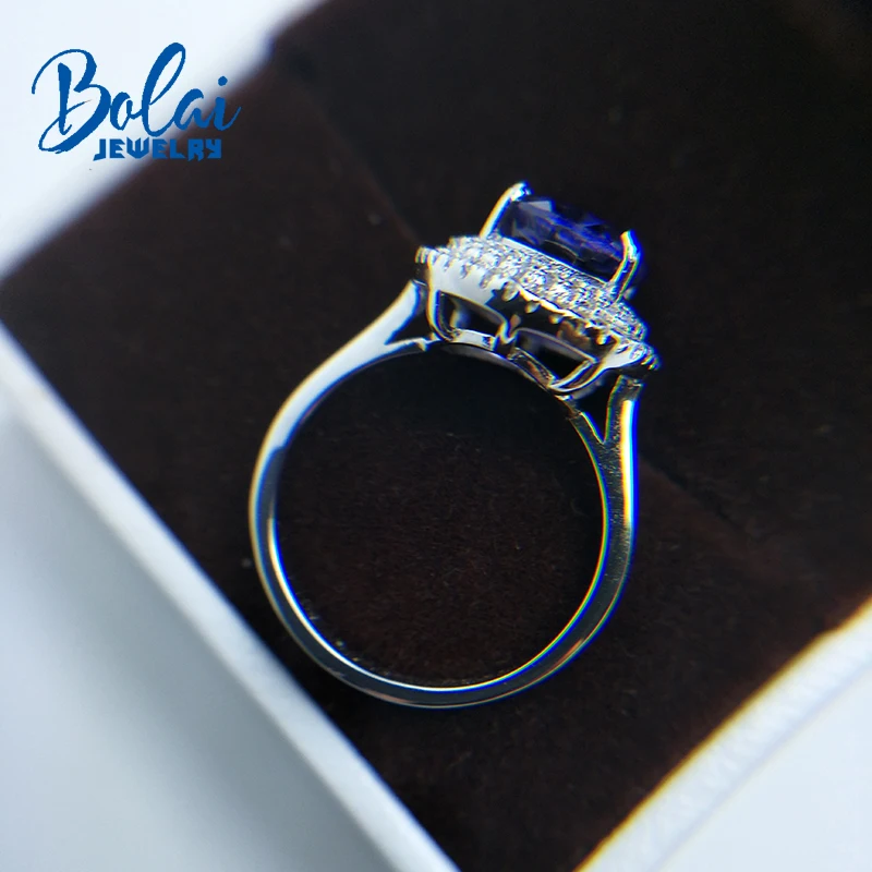 Bolaijewelry, серебро 925 пробы с нано синим танзанитом драгоценным камнем кольцо для женщин классический дизайн