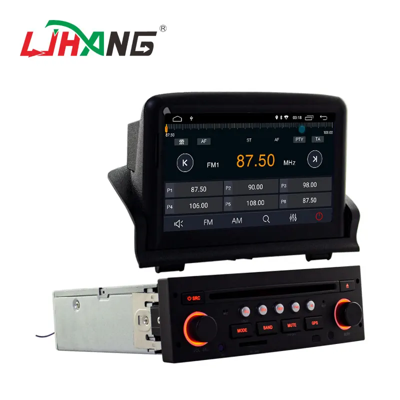 Discount LJHANG 1 Din Car DVD Multimedia Player Android 9.0 for Peugeot 307 GPS Navigation Car Radio Stereo Bluetooth Video WIFI RDS IPS 2