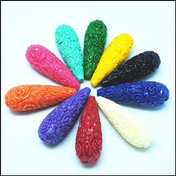 

10pcs new clay beads carving flower diy beads for earring tear drop making good choices and lovely for women earring studs 15x40