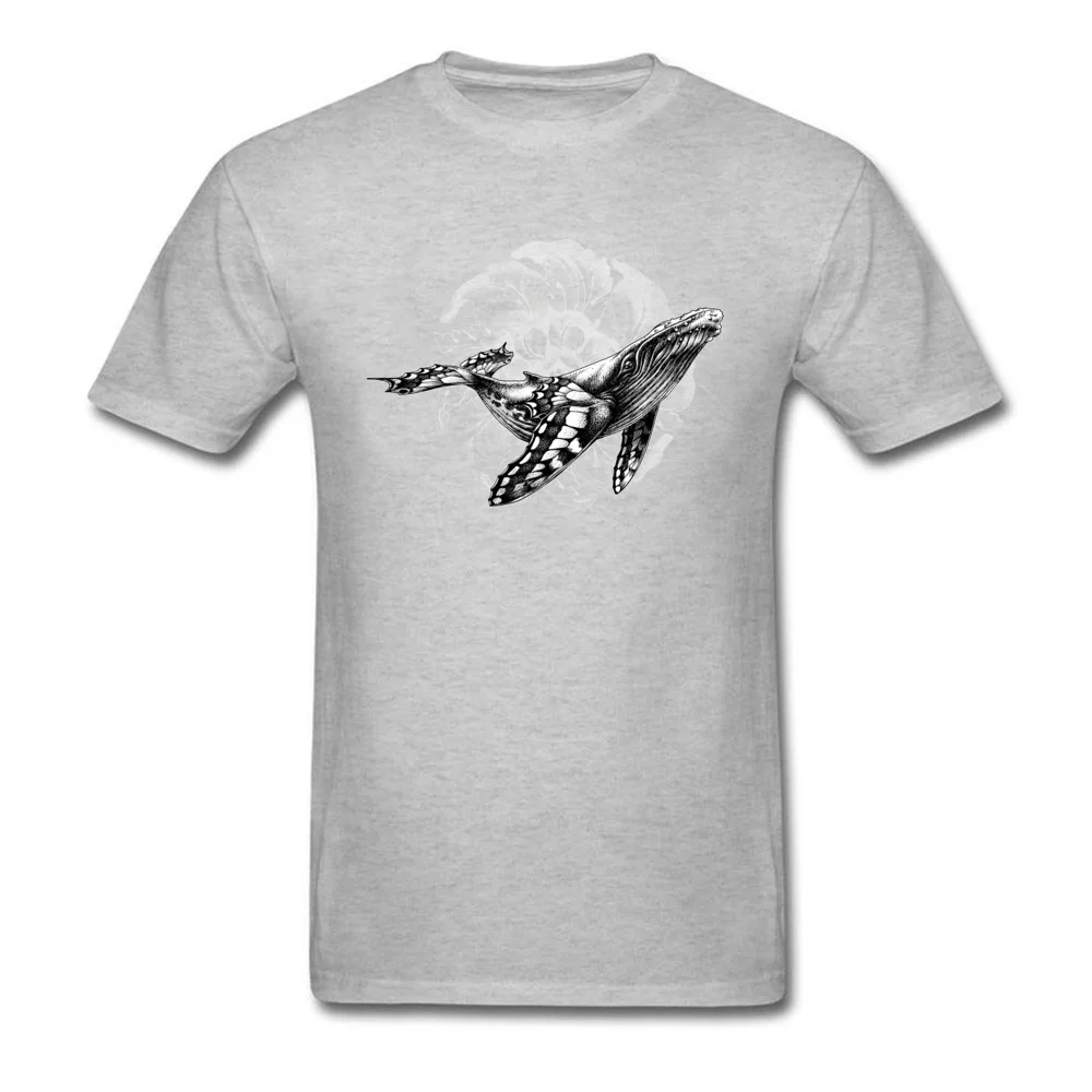 Butterfly Whale Dark Background 100% Cotton Tees for Men Summer T-shirts Casual Hot Sale Round Neck Tees Short Sleeve Butterfly Whale Dark Background  grey