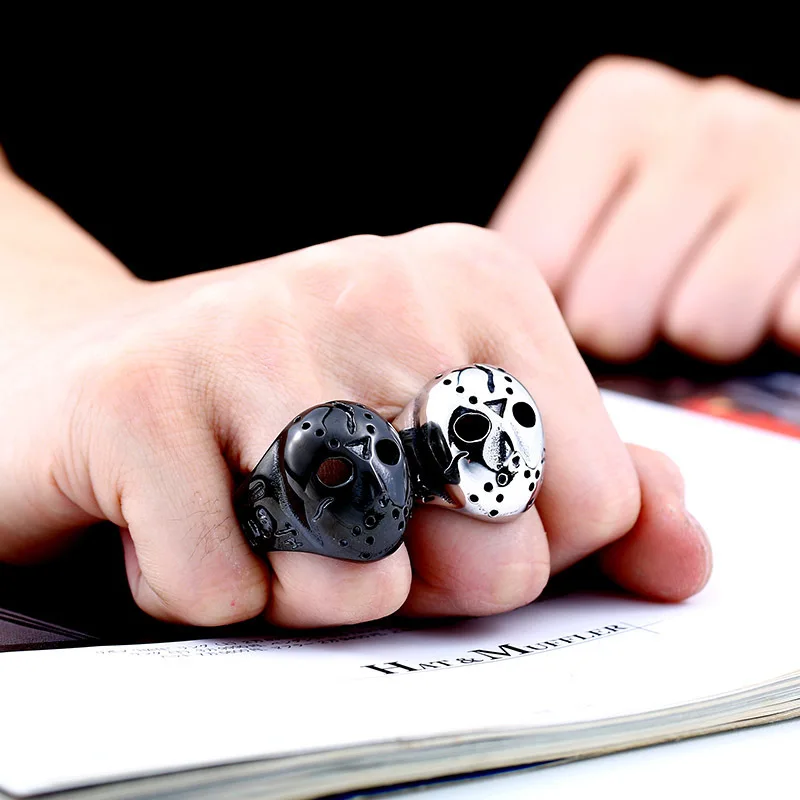 BEIER New Halloween Men Ring 316L Stainless Steel Biker Jason Voorhees Hockey Mask Jewelry Factory Price BR8-052