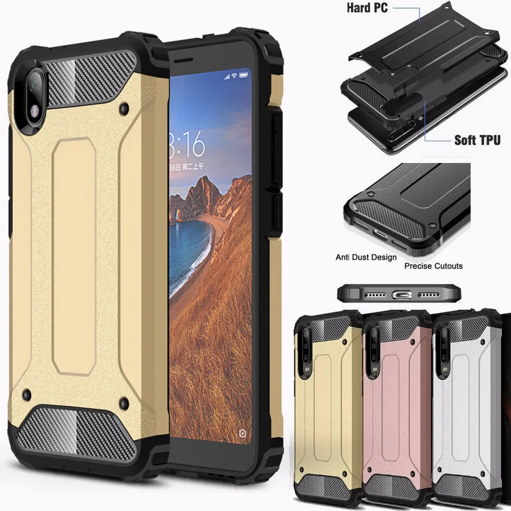 

For Xiaomi Redmi 7A case TPU+PC Armor Hybrid Rubber Hard Back Cover For Redmi 7 A Redmi7A Full Protective Coque Shell Fundas