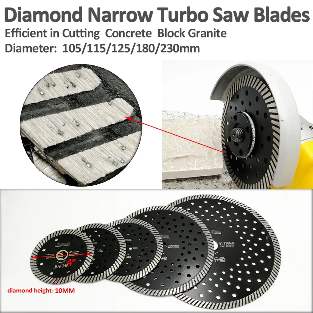 DIATOOL 2 шт. 230 мм Diamond горячего прессования Diamond Turbo лезвия мульти отверстия Aterial Керамика плитка Гранит резки 10 мм сегмент высота