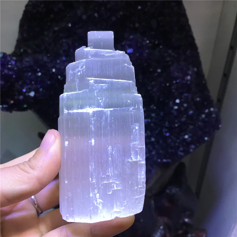 

1pcs drop shipping natural selenite wand energy mineral stone Tower rough gemstone Reiki healing crystals for home decoration