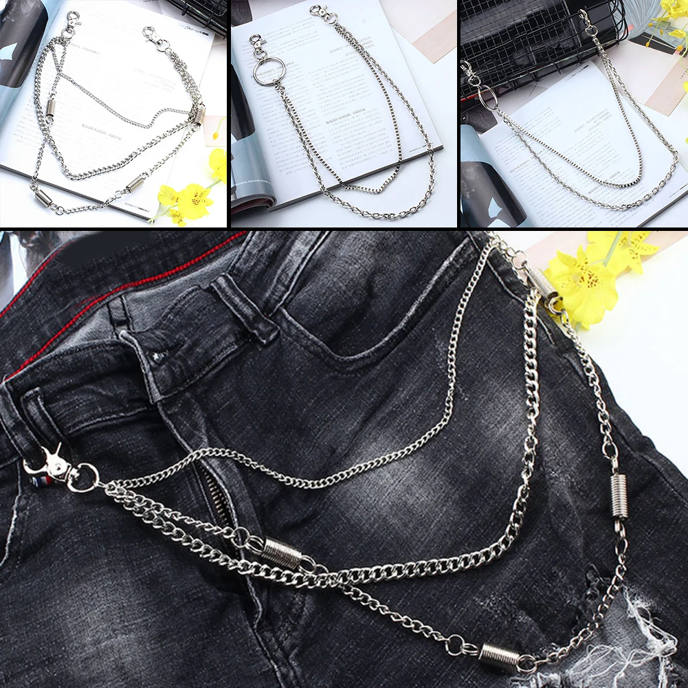 

2-3 Layer Rock Punk Hook Trousers Pant Waist Link Belt Chain Bags Punk Hip Hop Accessories Metal Wallet Chain Cross Street HOT