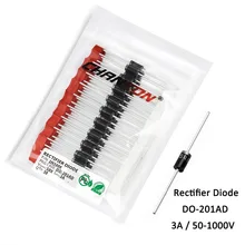 50 шт. 1N5400 1N5401 1N5402 1N5404 1N5406 1N5408 с выпрямительным диодом 3A с алюминиевой крышкой, 50В 100V 200V 400V 600V 1000V DO-201AD(DO-27) осевой кулер 3 ампер